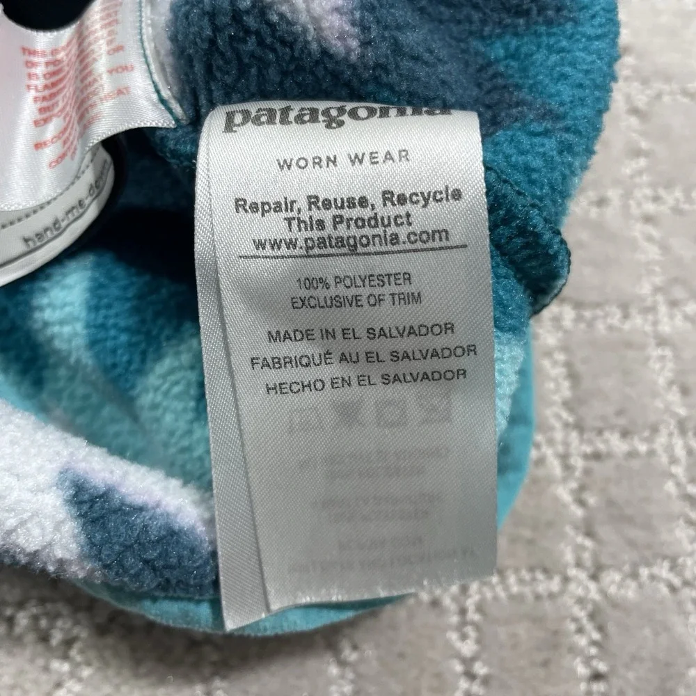Patagonia Synchilla Snap T Youth XL Blue Geometric Aztec‎ Fleece Jacket
